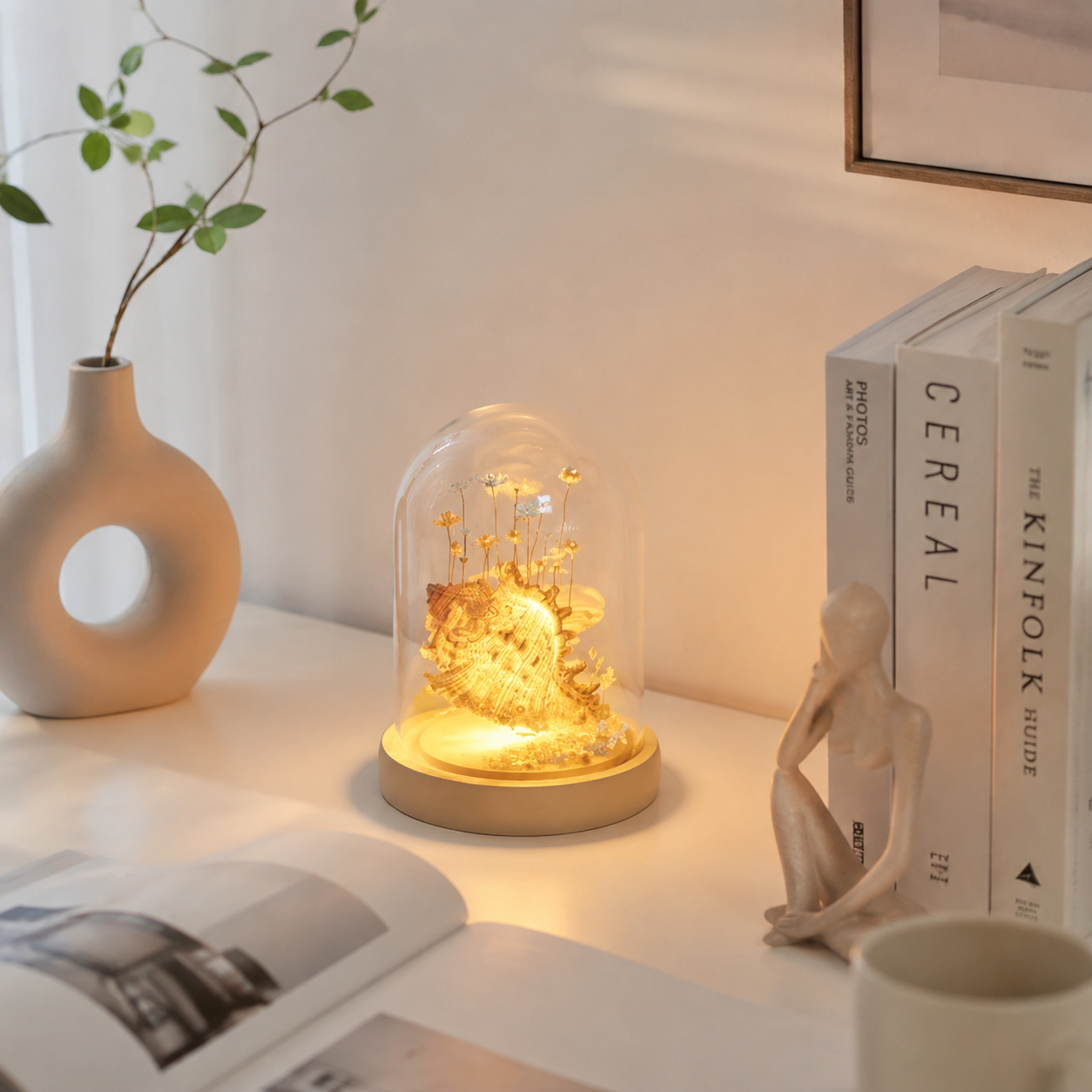 Create a warm and peaceful atmosphere